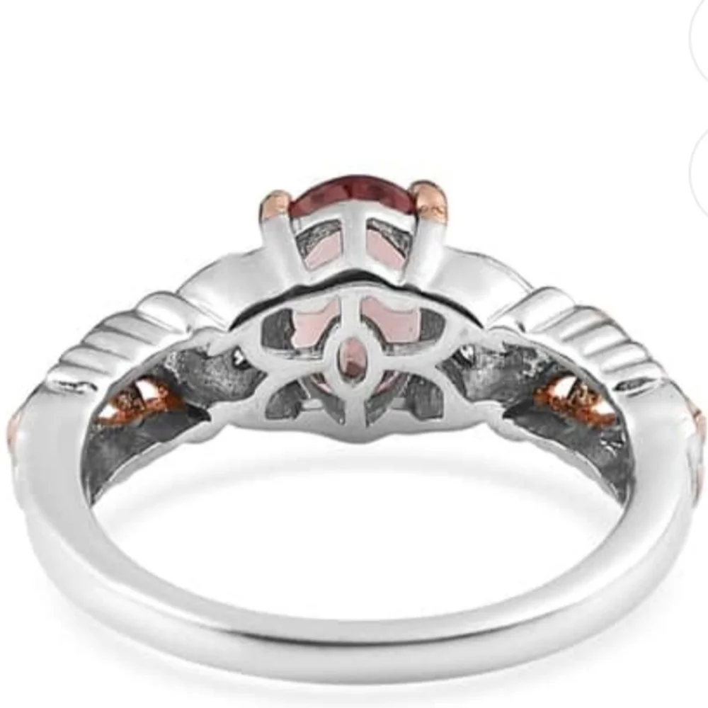 Natural Red Rose Apatite in 14kt Rose Gold & Sterling Silver Ring Size 7.5!🌹 - Picture 7 of 10